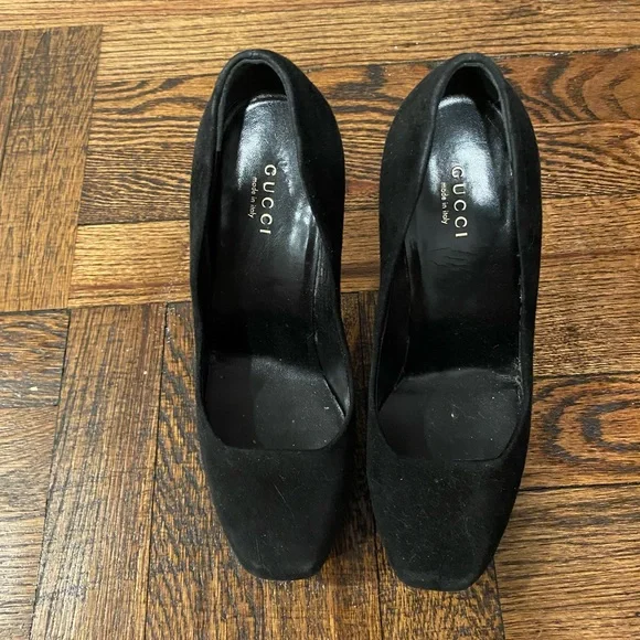 Gucci Black Suede Platform Pumps EUC